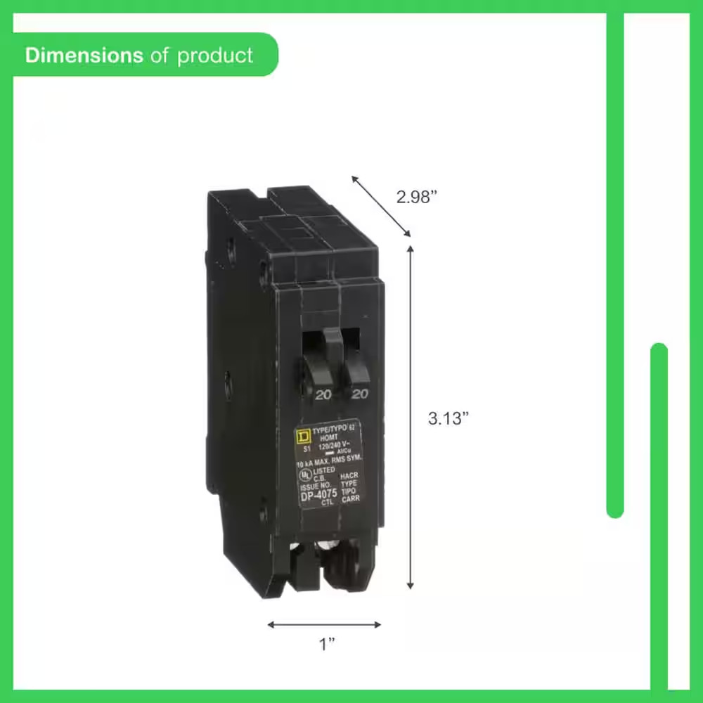 Homeline 2-20-Amp Single-Pole Tandem Circuit Breaker (HOMT2020CP)
