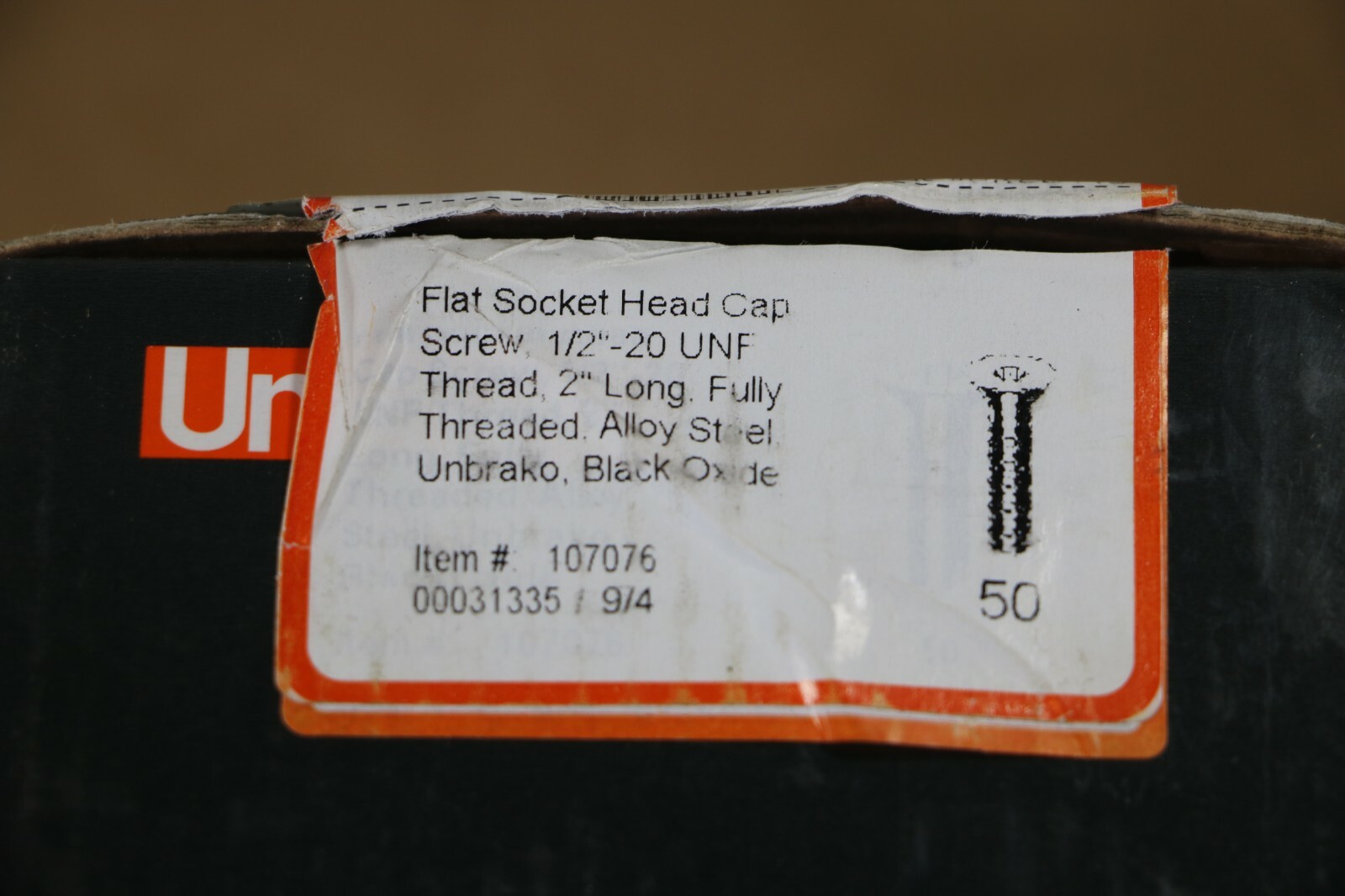 Unbrako 1/2″-20 X 2″ Flat Socket Head Cap Screws #107076, 50 Pieces