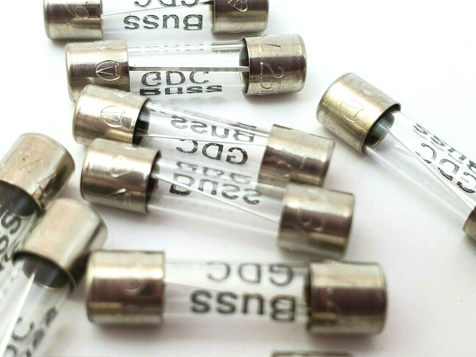 Lot of 10 Bussmann GDC6.3 Glass Fuses 250V 6.3 Amp Slow Blow 5×20 mm GDC6.3A