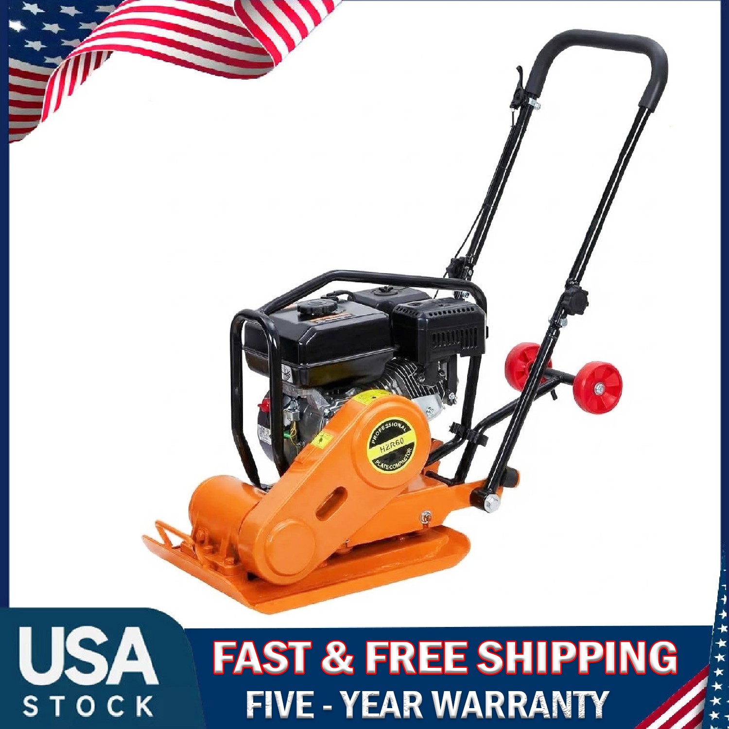 7HP Plate Compactor 5600VPM 4200lbs Vibrating Ground Rammer for Asphalt Ground