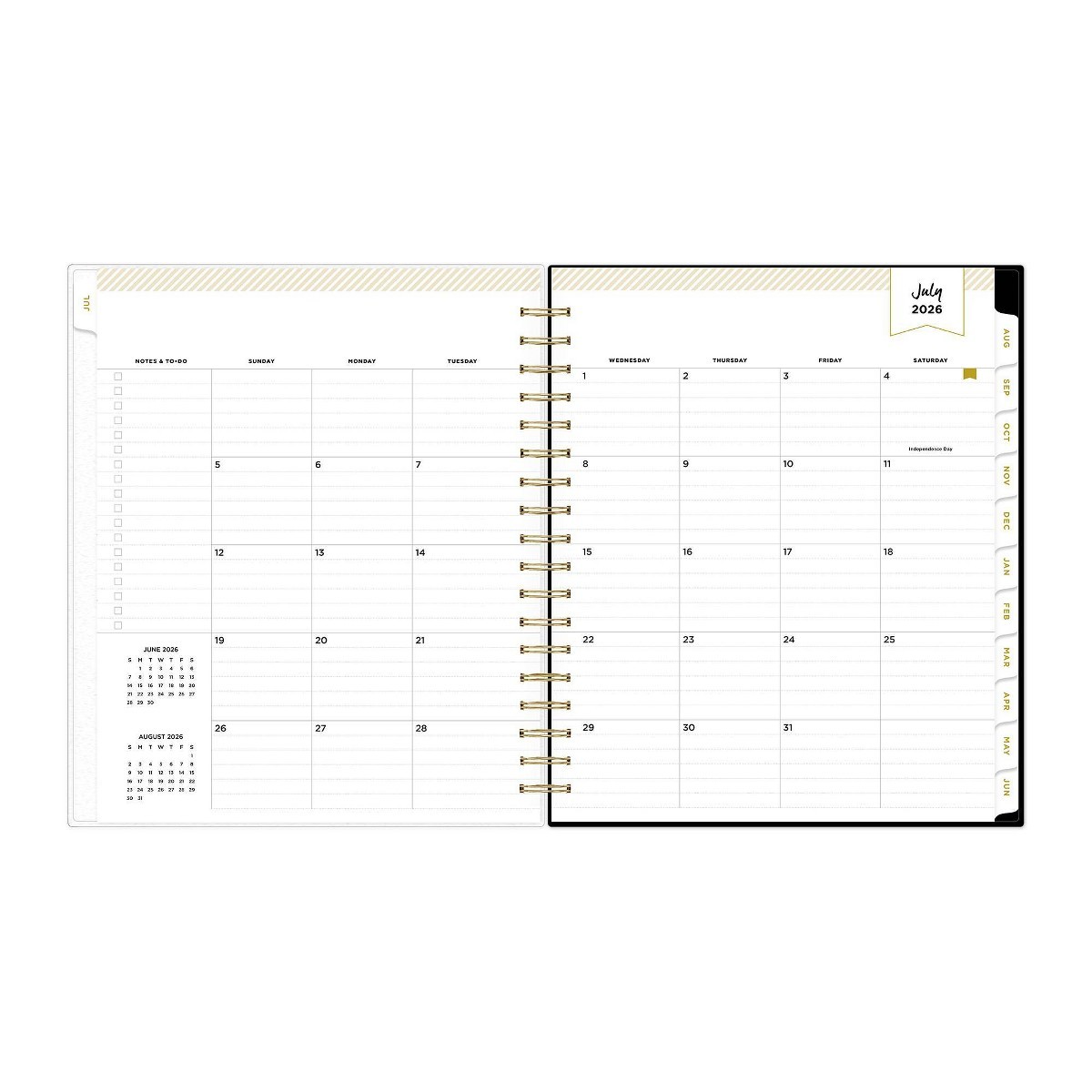 Day Designer 8″x10″2026-2027 Planner Rugby Stripe Black Frosted 27 Daily/Monthly