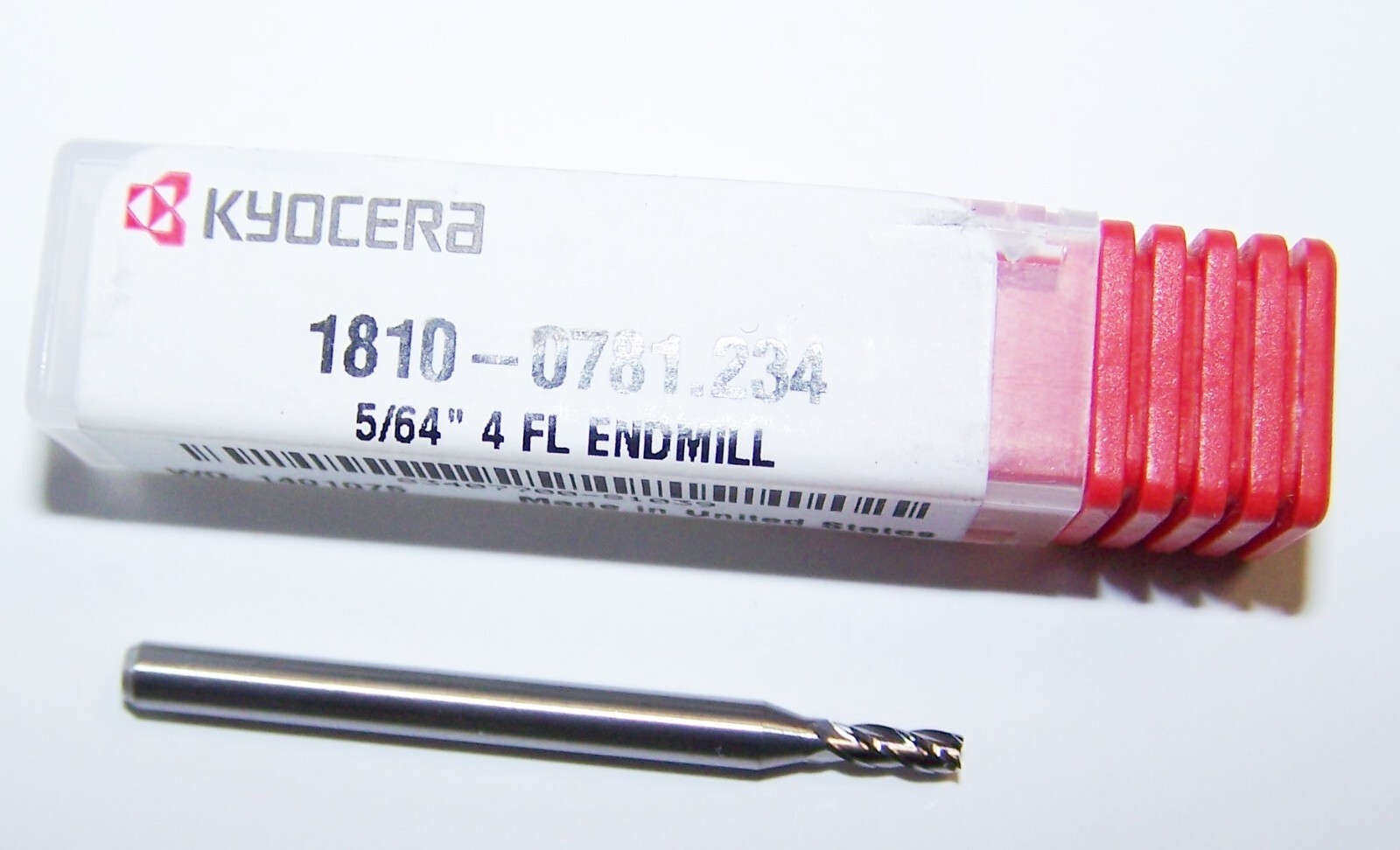 5/64″ (.0781″) CARBIDE END MILL 4 FLUTE KYOCERA 1810-0781.234 GENERAL PURPOSE