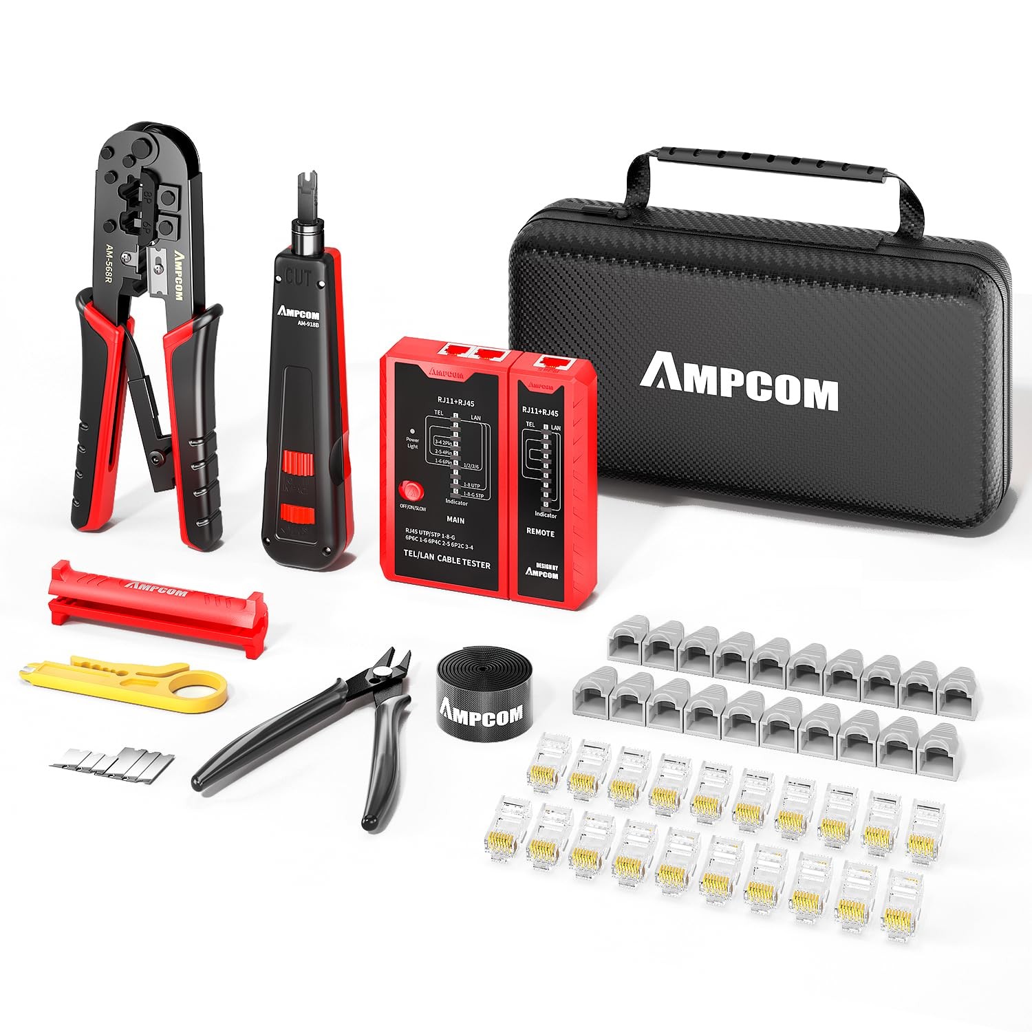 Ethernet Crimping Tool Kit 10-in-1 RJ45/RJ11 Network Tool Kit with RJ45 Teste…