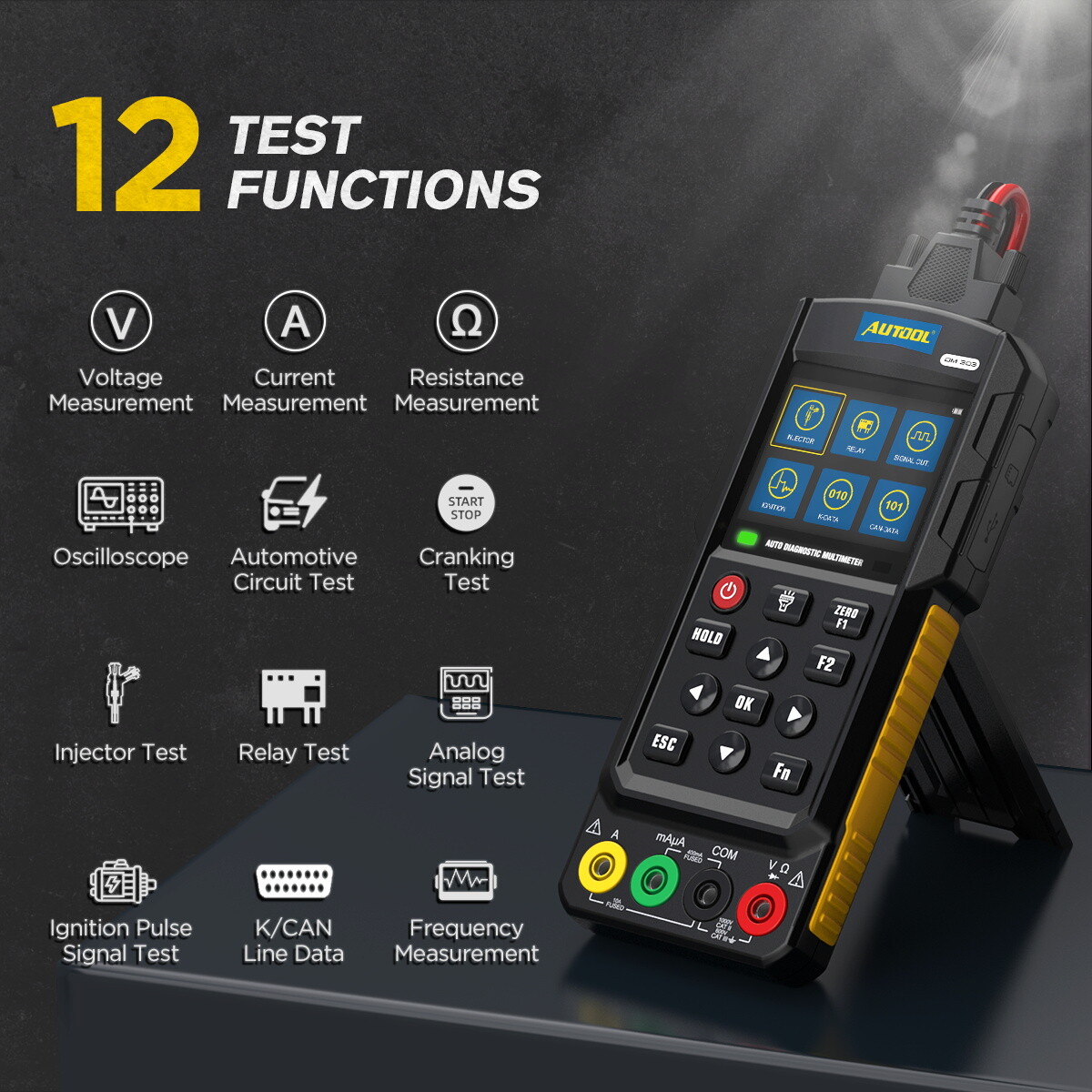 Automotive Diagnostic Multimeter Oscilloscope AC/DC Voltage Amp Ohm K/CAN Tester
