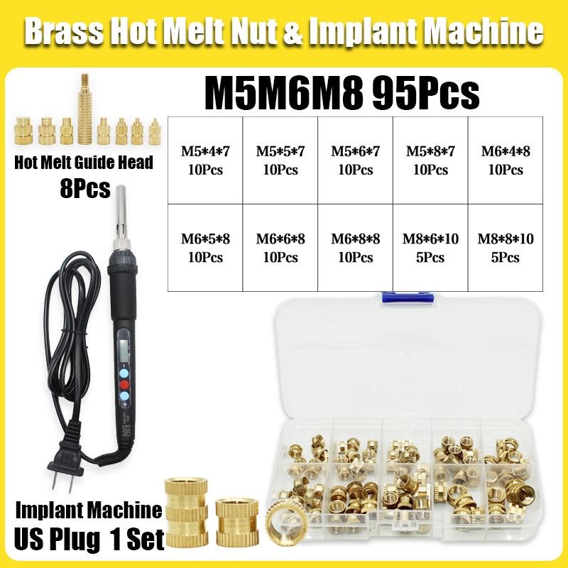 Brass Knurled Heat Insert Nuts for 3d Printer Plastic Hot Melt Thermal Tool Set