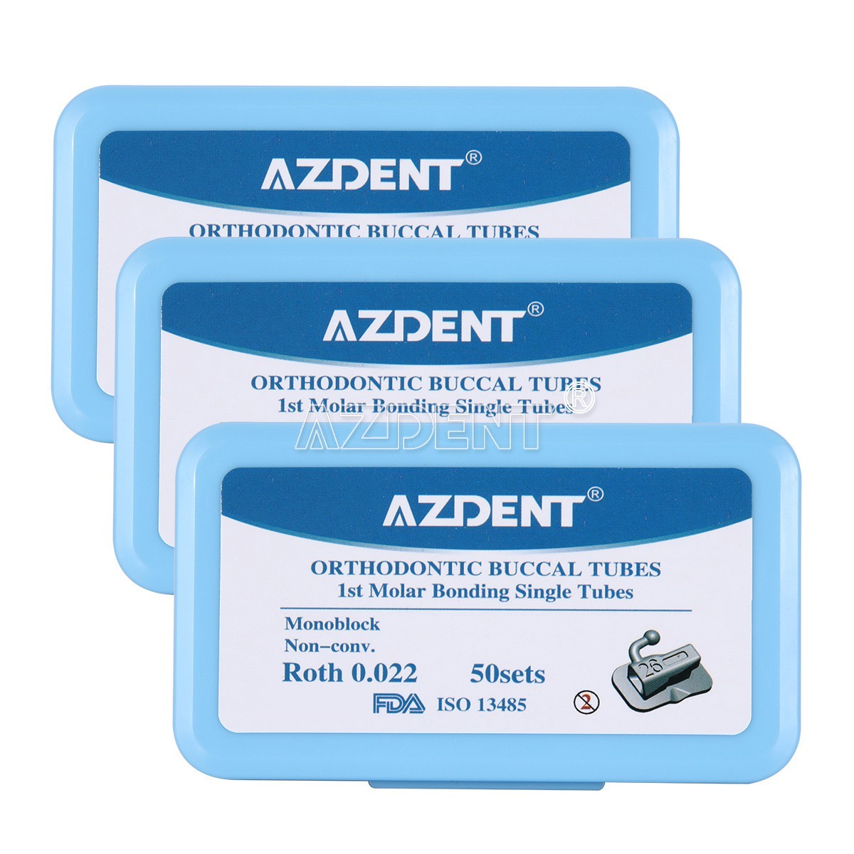 AZDENT Dental Ortho Non-Conv 1st Molar Bondable Monoblock Roth 0.022 Buccal Tube
