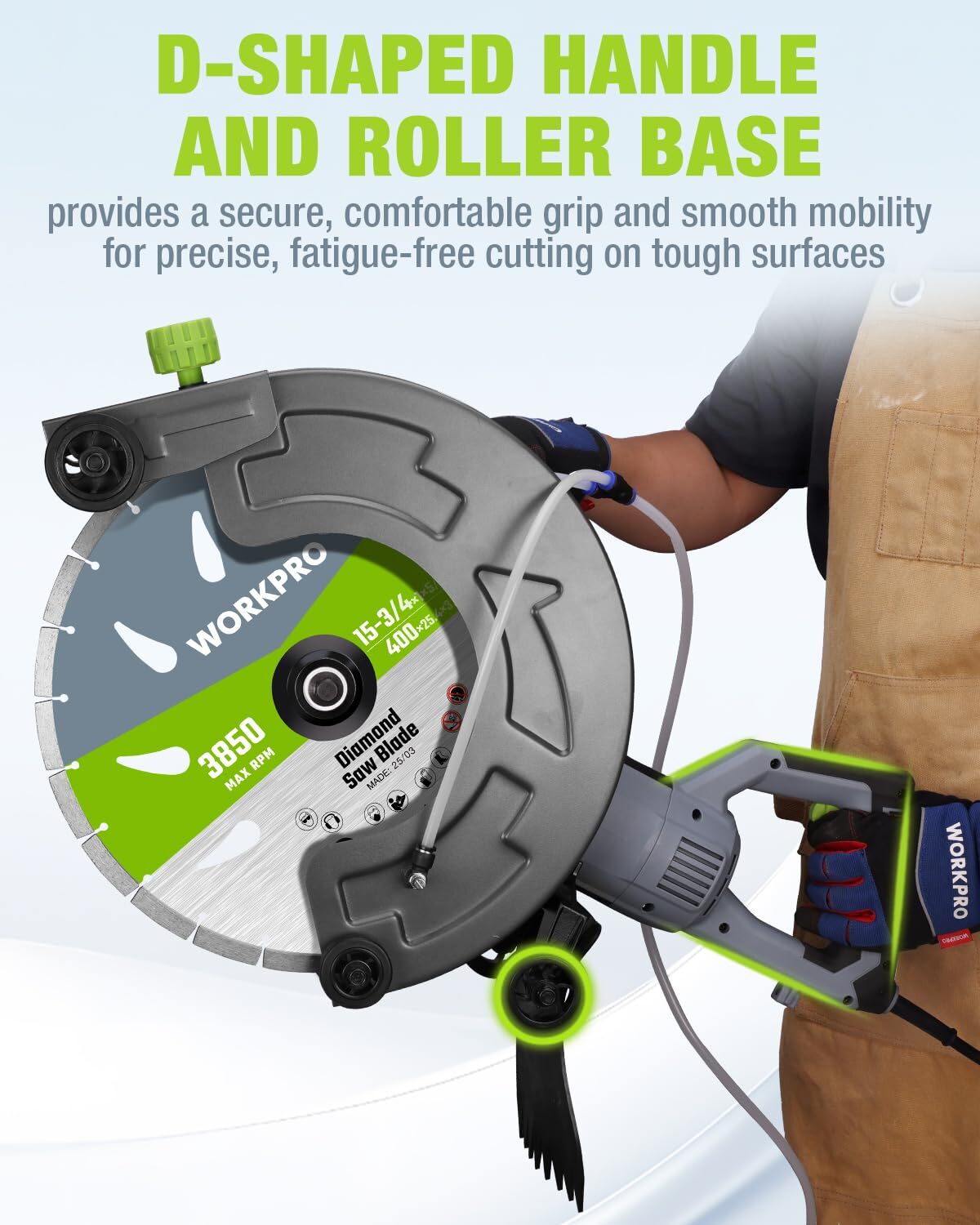 WORKPRO 16″ Wet Concrete Saw 1600W 3100RPM Electric Concrete Saw Max Depth 6.69″