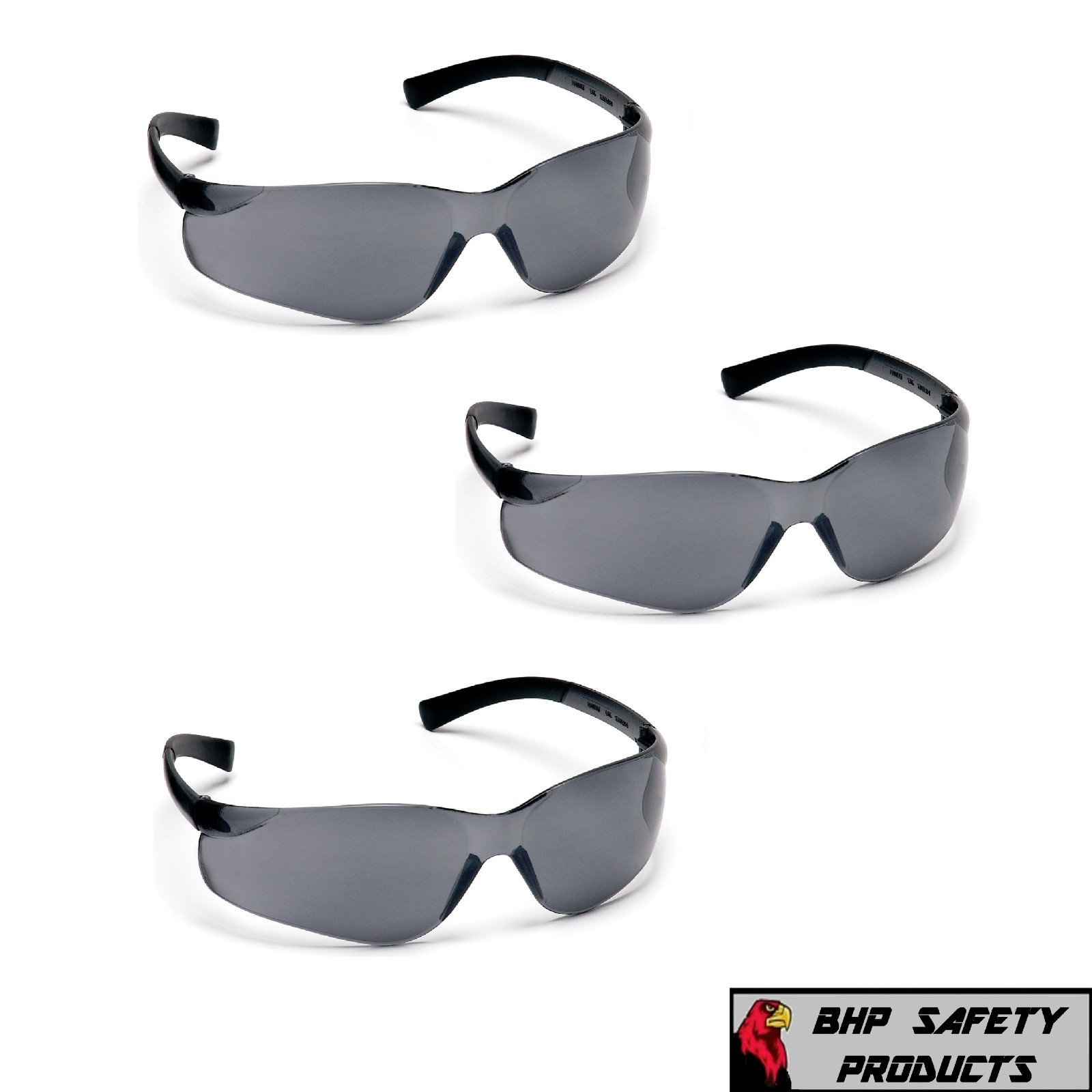 (3 PAIR) PYRAMEX MINI ZTEK SAFETY GLASSES SMOKE GRAY LENS KIDS S2520SN Z87+