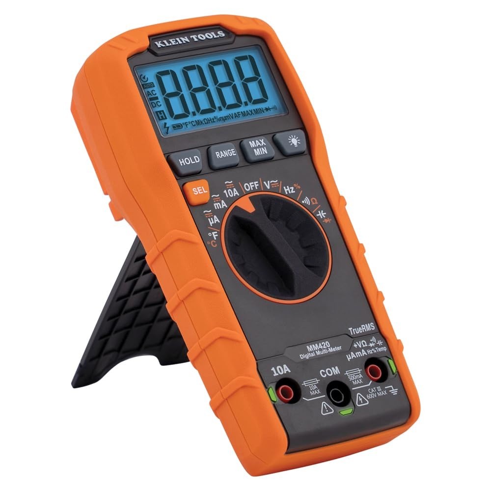 Digital Multimeter Auto-Ranging TRMS 600V AC/DC Voltage 10A Current 50MΩ Resista