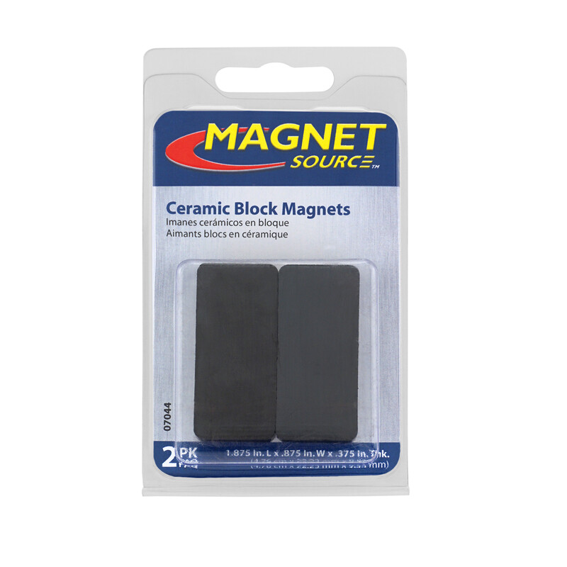Master Magnetics 1.875 in. Ceramic BLOCK MAGNETS 3 lb. Pull 2pk Crafts 07044 NEW