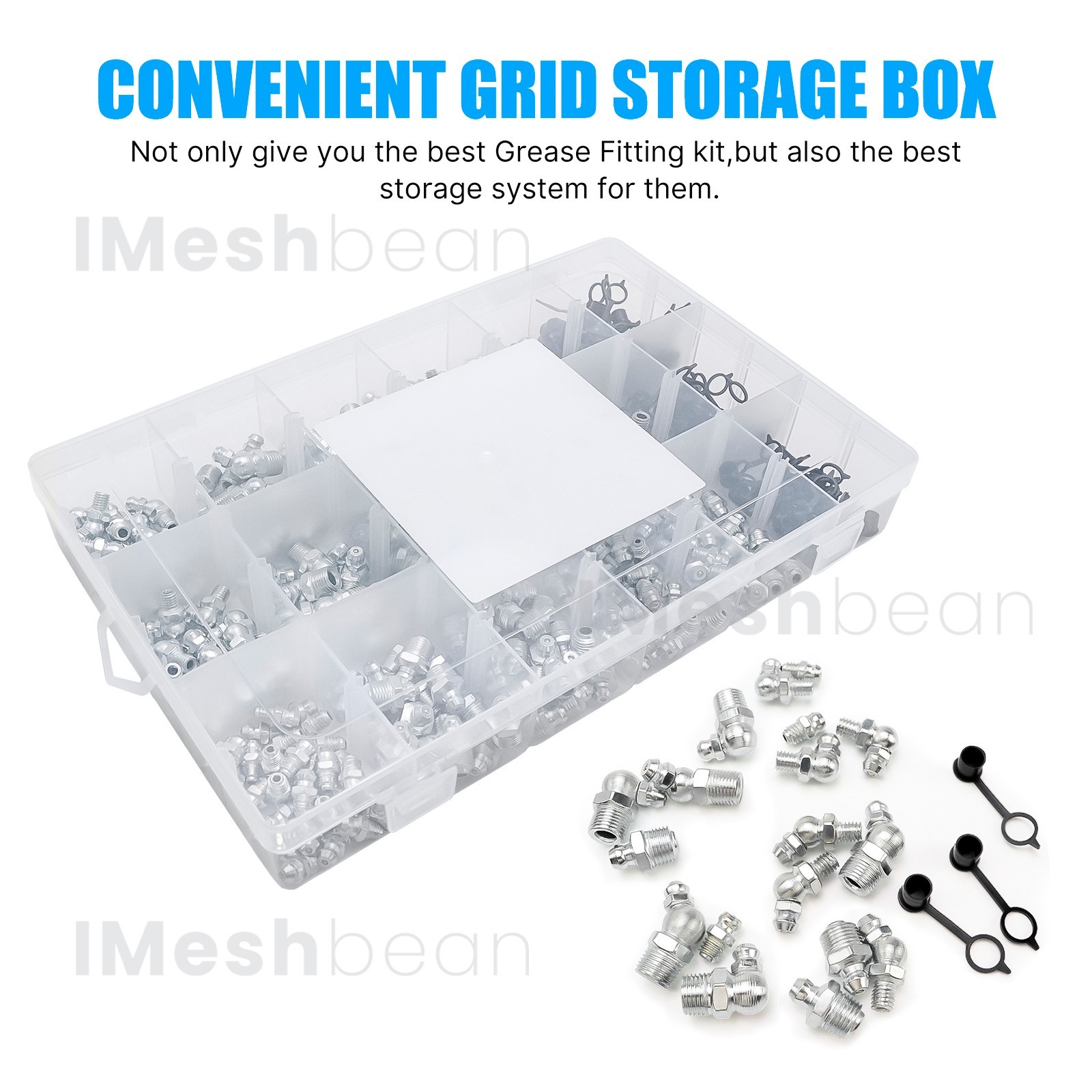 310pcs Metric & SAE Hydraulic Grease Fittings Grease Nipple Assortment Kit w/Box