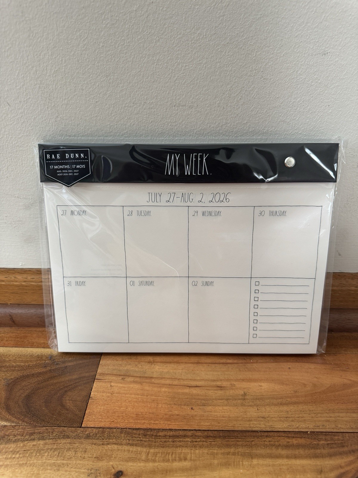 2027 Weekly Desk Planner Rae Dunn Planner 17 Mo Calendar Aug 2026-Dec 2027 Black
