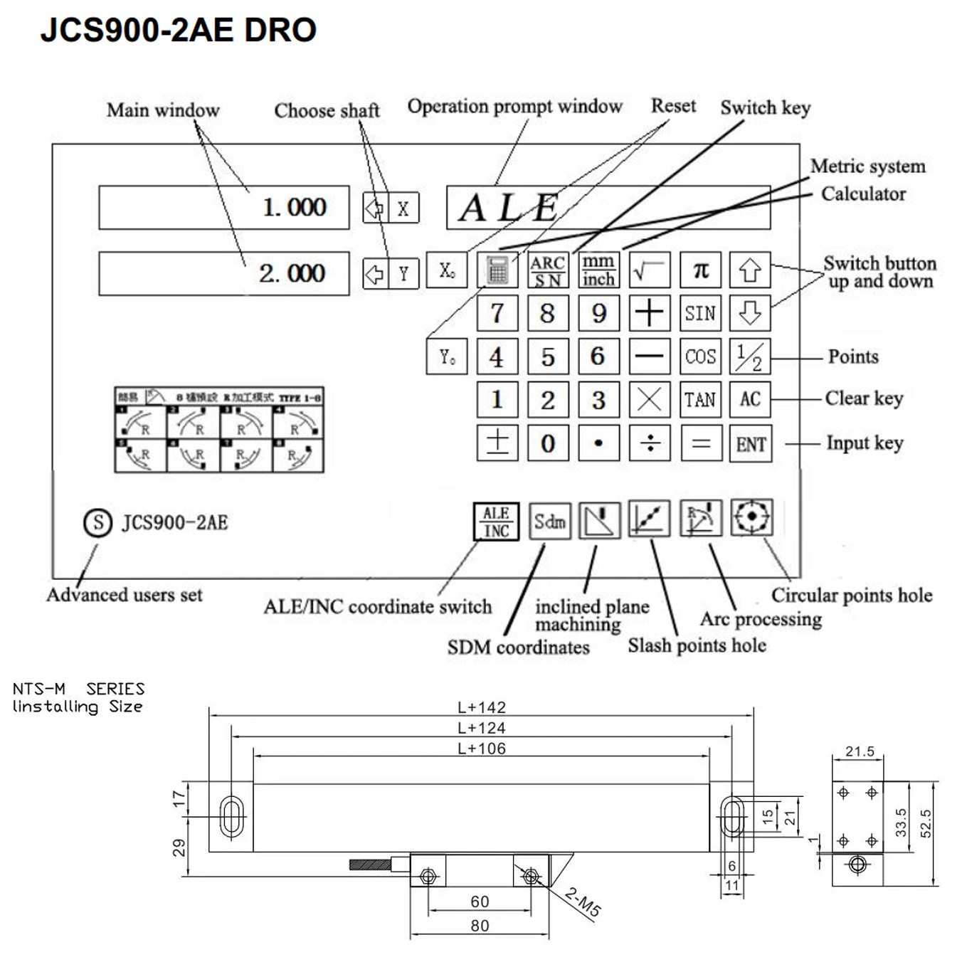 2 Axis DRO Digital Readout Linear Scale For Milling Lathe Machine High Precision