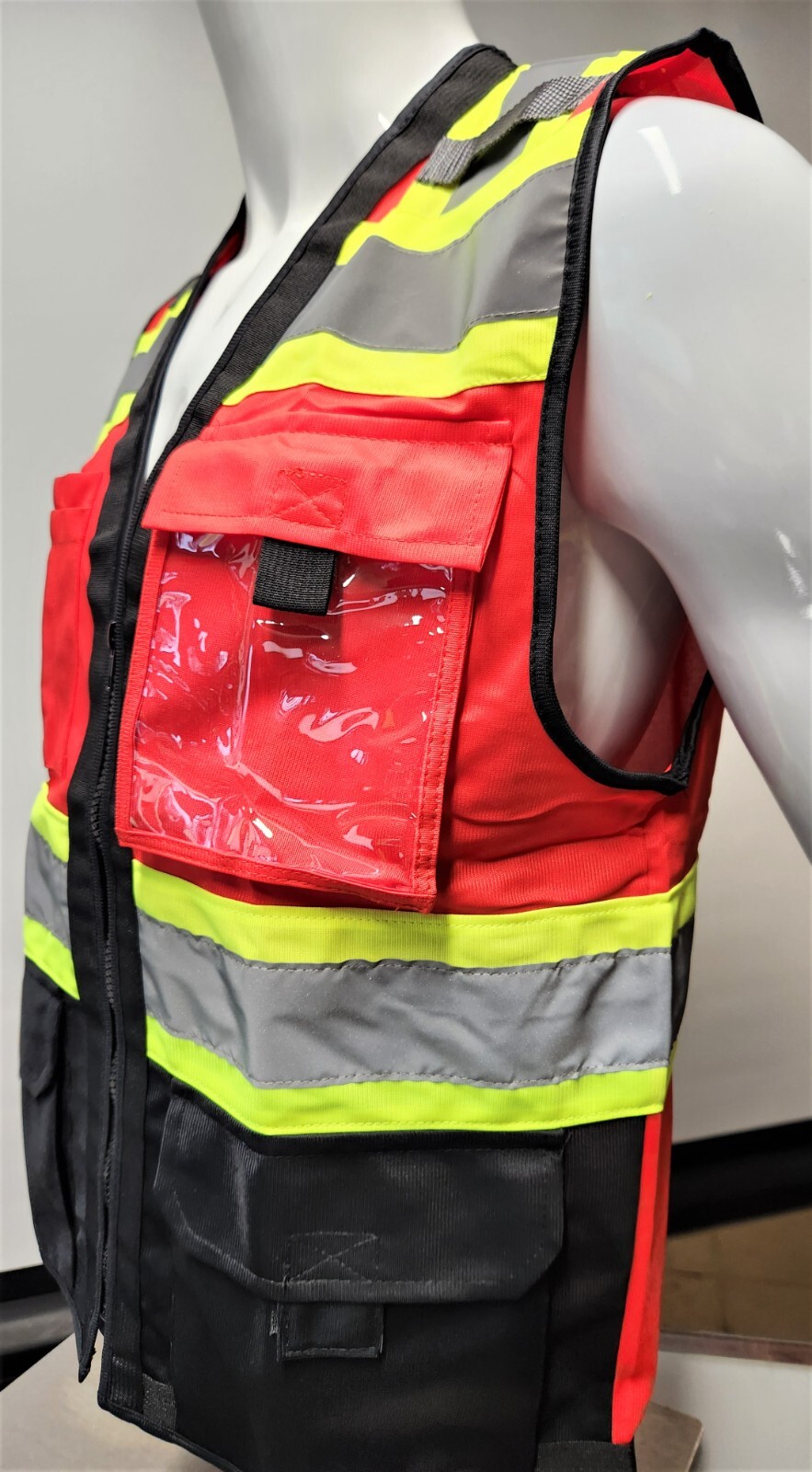Class 1 High Visibility Reflective BLUE OR RED Safety Vest with ID Pocket