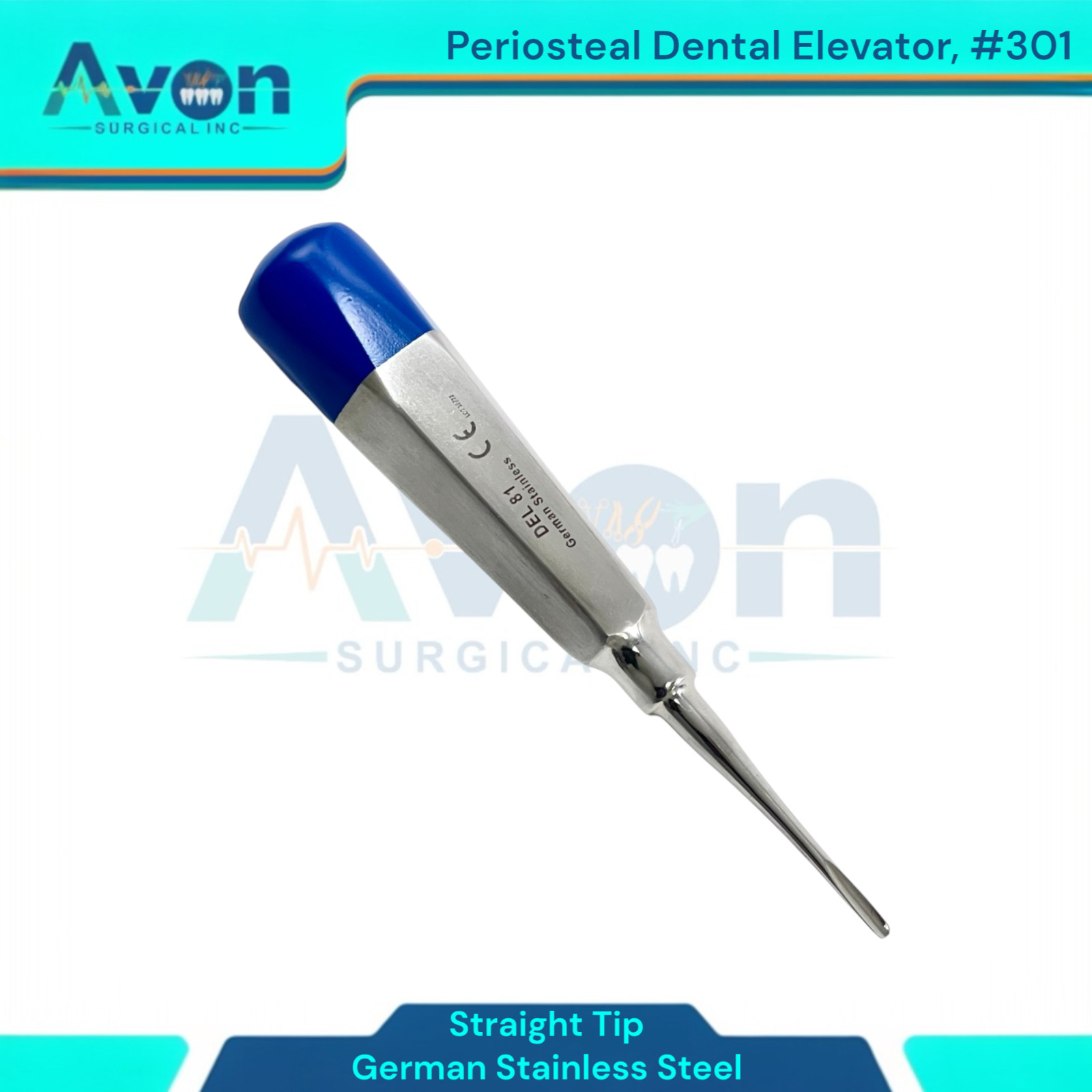 No. 301 Dental Tooth Extraction Gouge Tip Elevator Pick, Blue Color-Coded, (1pc)