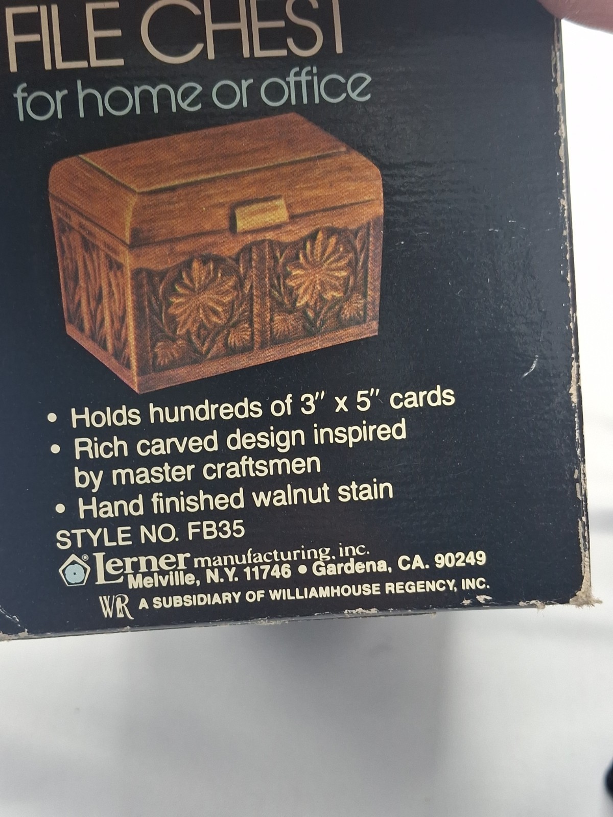 Melwood File Chest by Lerner (Made in USA) Faux Walnut Wood Plastic Recipe Box