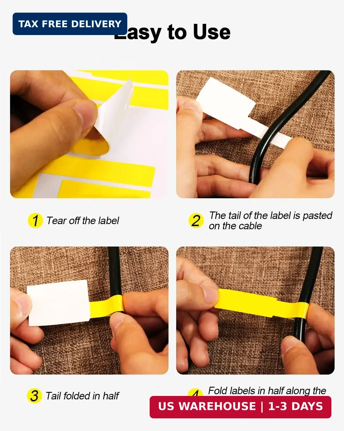 270 Pcs Cable Labels Tags for Cable Management, 9 Colors Cord Tags for Electroni