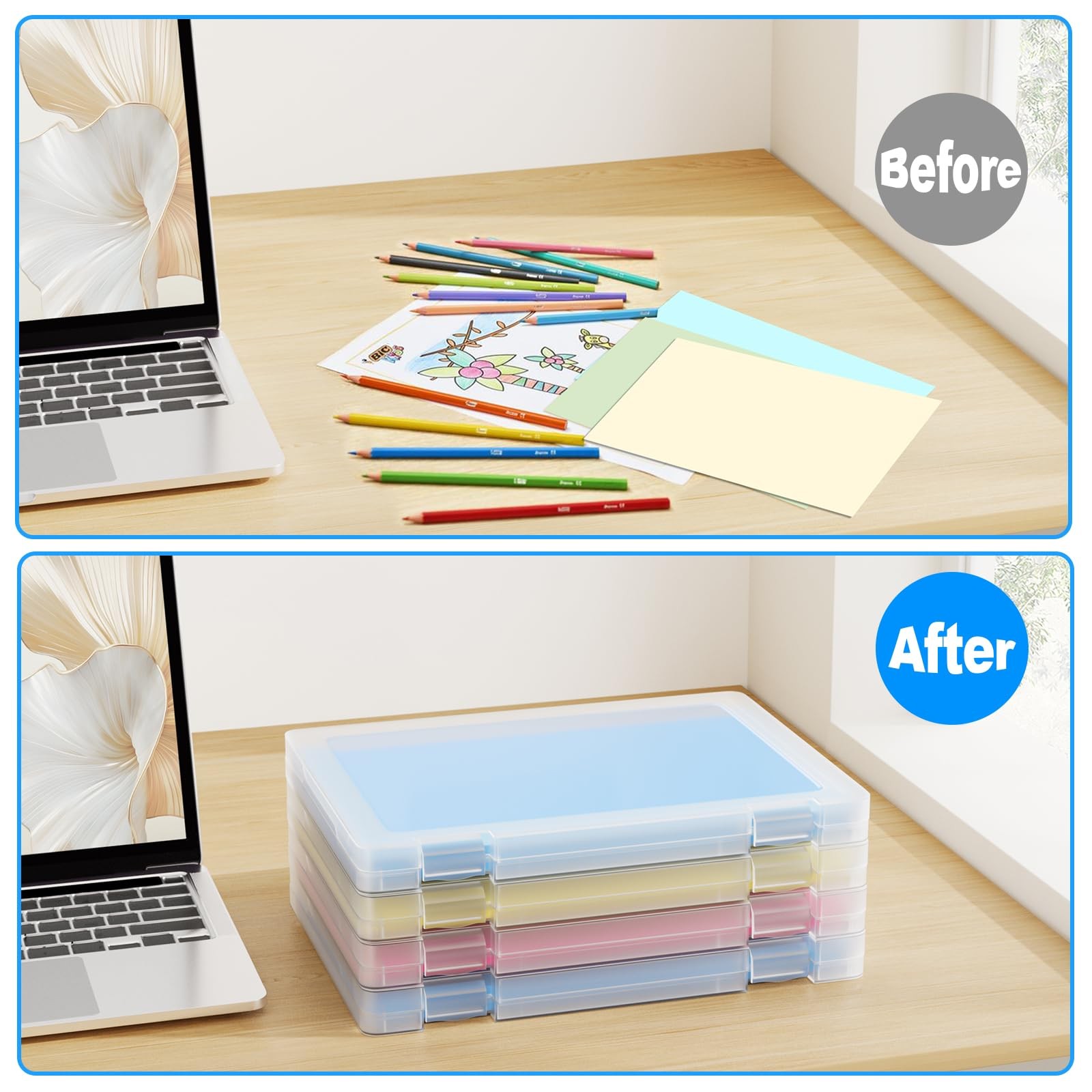 Transparent A4 File Paper Box Document Project Storage Container Case Holder