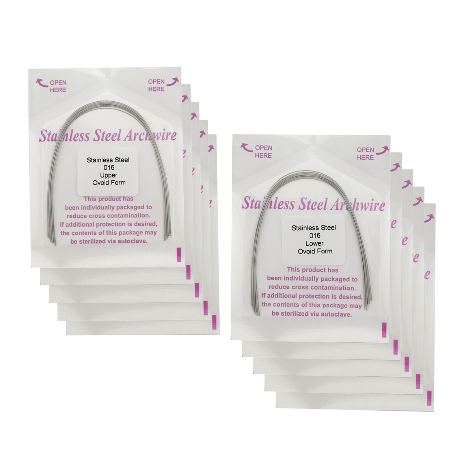 100pcs Dental Orthodontic Arch Wire Stainless Steel Ovoid Form Round Rectangular