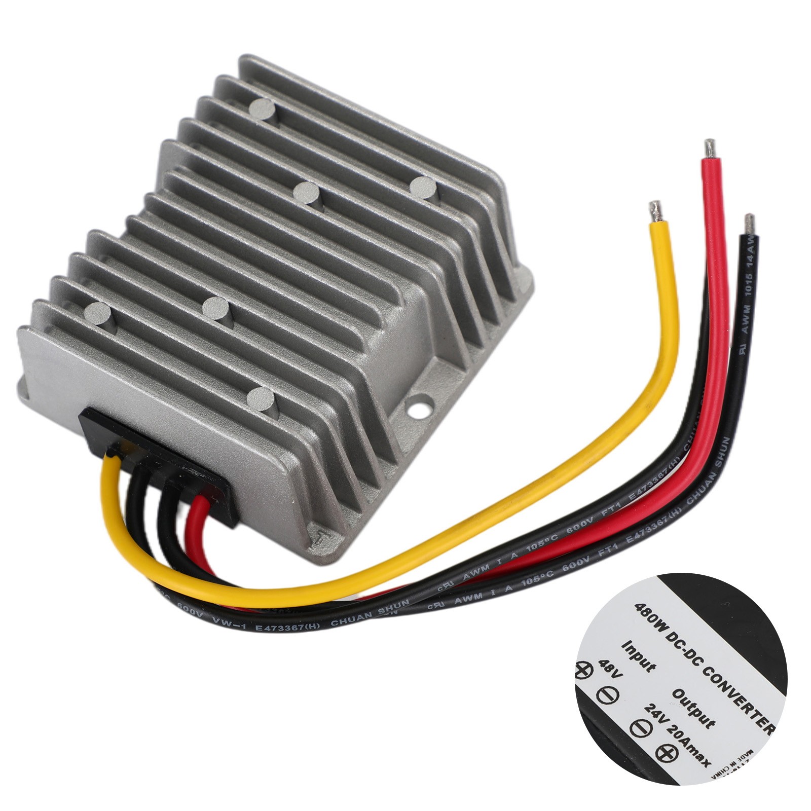 🚀WaterProof 36V/48V to 24V 20A 480W Step Down DC/DC Power Converter Regulator