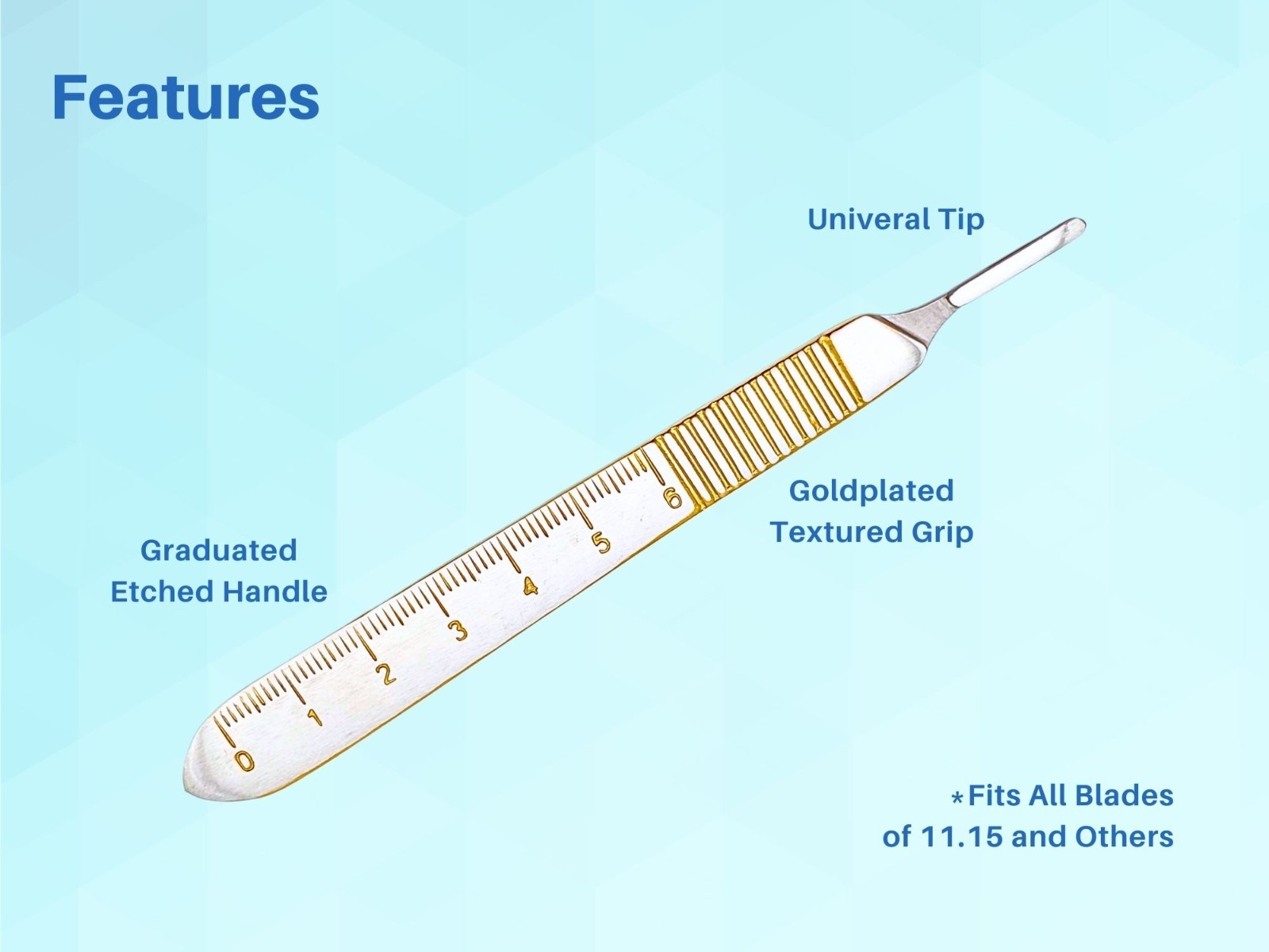 Artman Instruments Gold-Plated Scalpel Handle #3 with Inches Scale