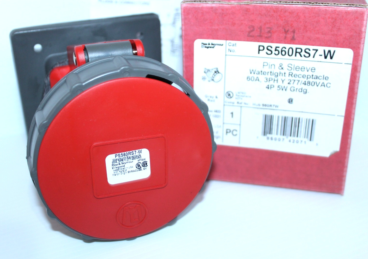 ⭐NEW IN BOX⭐ PS 560R7W 60-Amp RECEPTACLE 277/480V 60A 4P 5W HBL560R7W 🔴USA🔵