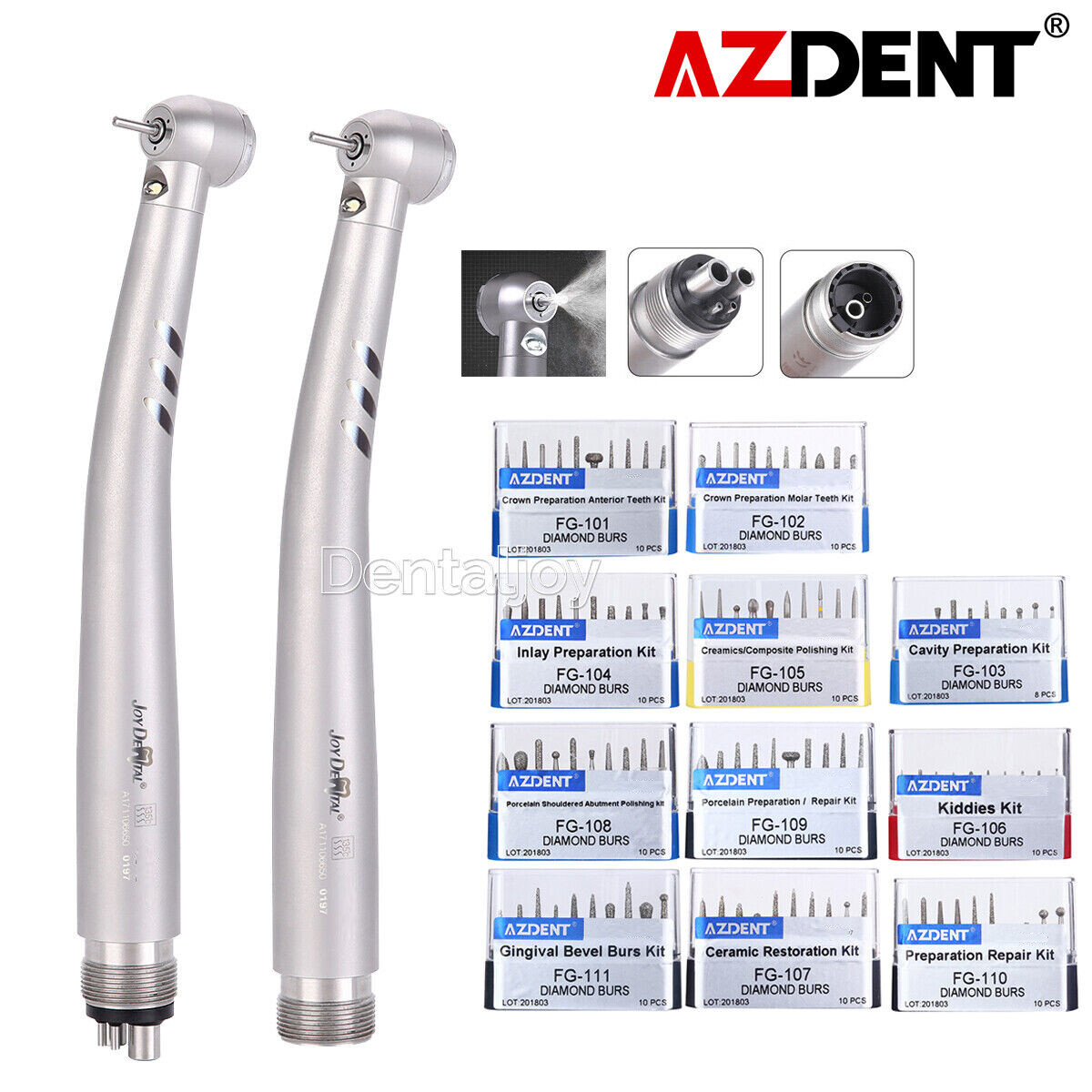 Dental Fiber Optic LED E-generator high speed handpiece/ Diamond Burs