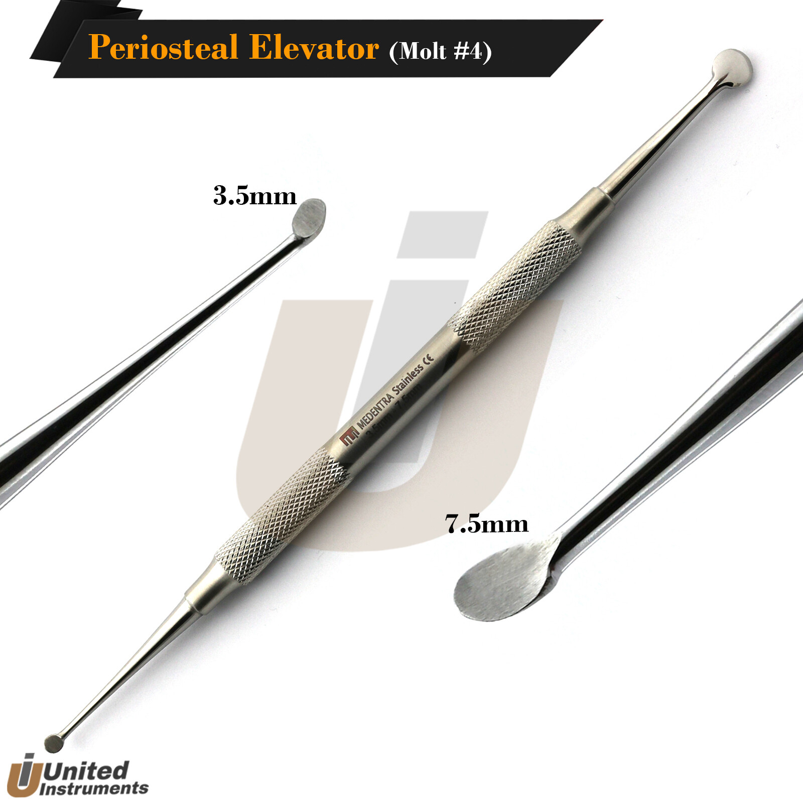 Dental Periosteal Curette Molt #4 Elevators 3.5mm/7.5mm Implant Mucoperiosteal