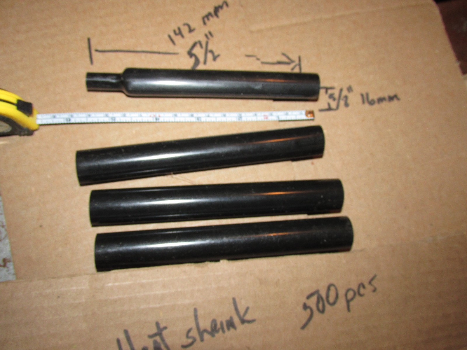 BOX of 70 pieces 5/8″ Black Heat Shrink Tubing overstock SURPLUS LOT 16mm 142mm