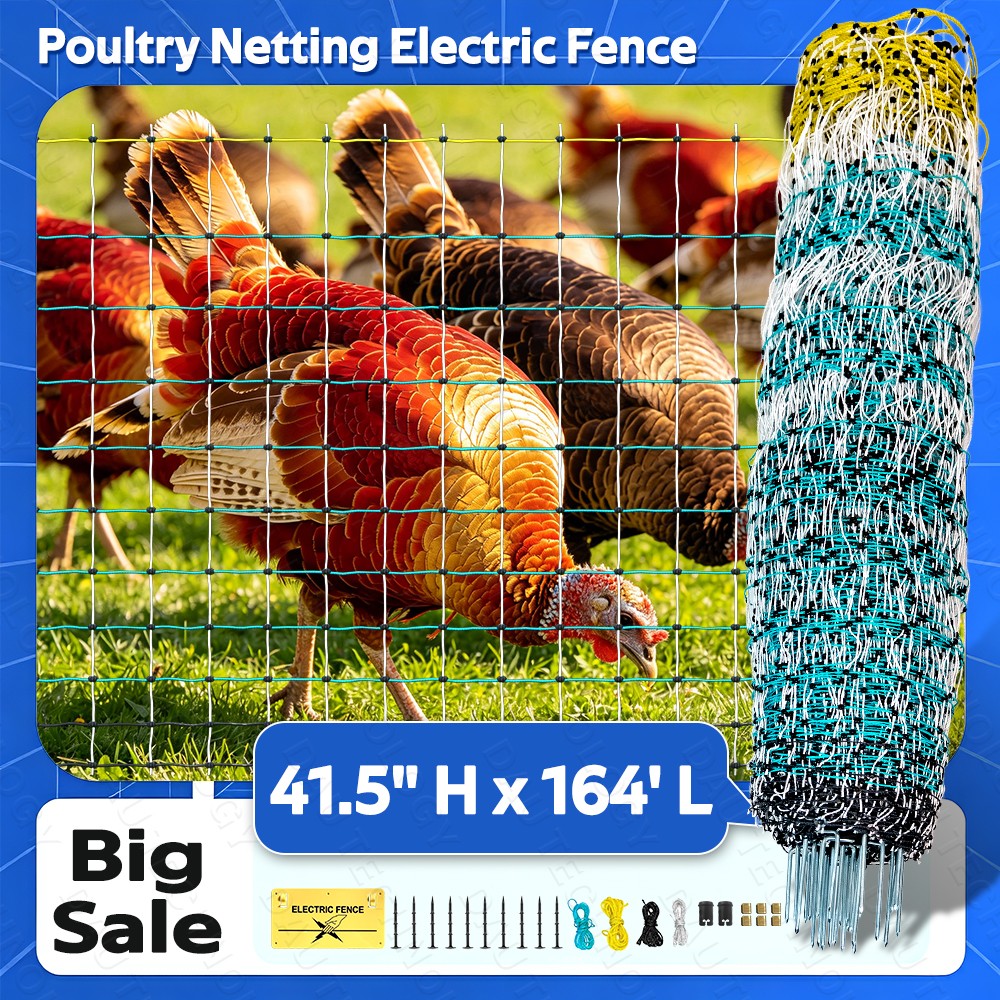 Durable & Portable Electric Poultry Netting Fence Ideal for Farm, Ranch, Garden