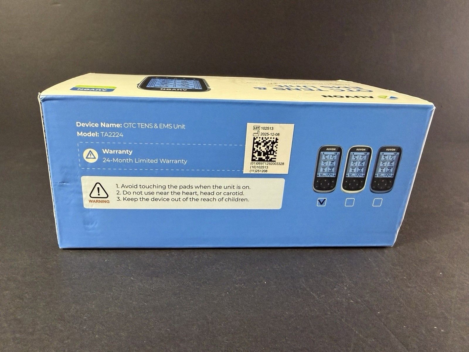 TENS & EMS Unit 40-Hour Battery Model TA2224 Rechargeable 12 TENS Pads Auvon OTC