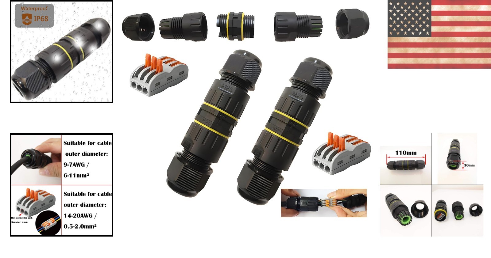 Heavy-Duty Outdoor Junction Box for 2-Core & 3-Core Connections (2-Pack)