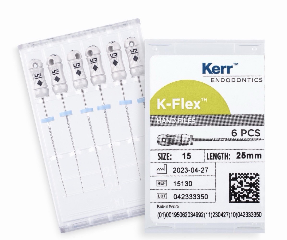Kerr Endo Dental K-FLEX Stainless Steel files 6pcs. Different Sized Handfiles