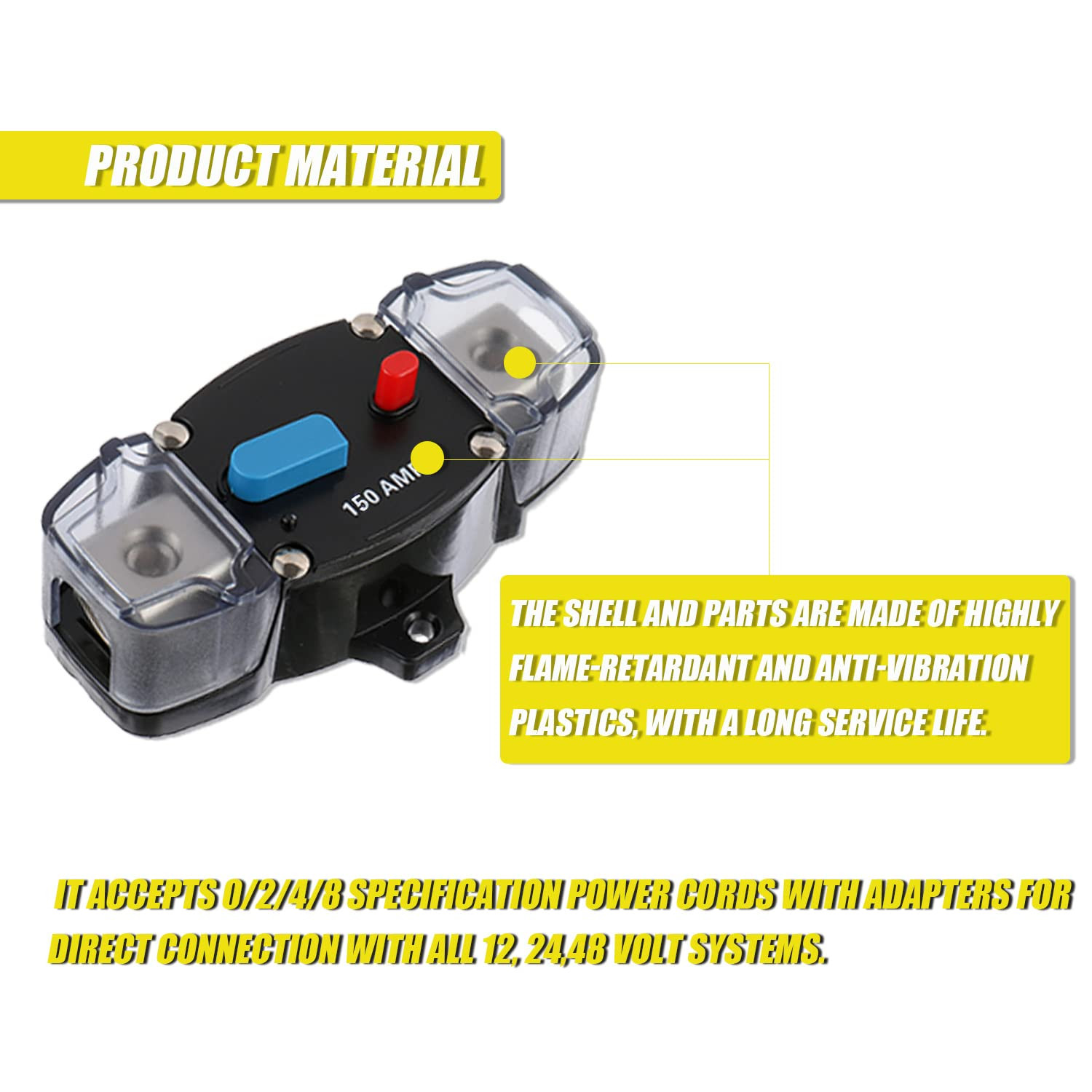 Disyuntor de 150A para 12 a 48 Voltios con Boton de Reinicio para Barcos y Autos