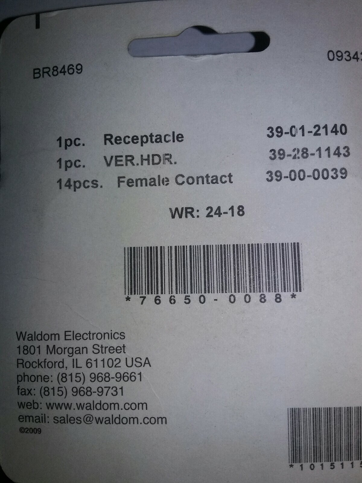 Molex/Waldom 76650-0088 Mini-Fit JR. 14 Circuit 6 Amps 600 V 18 -24 AWG