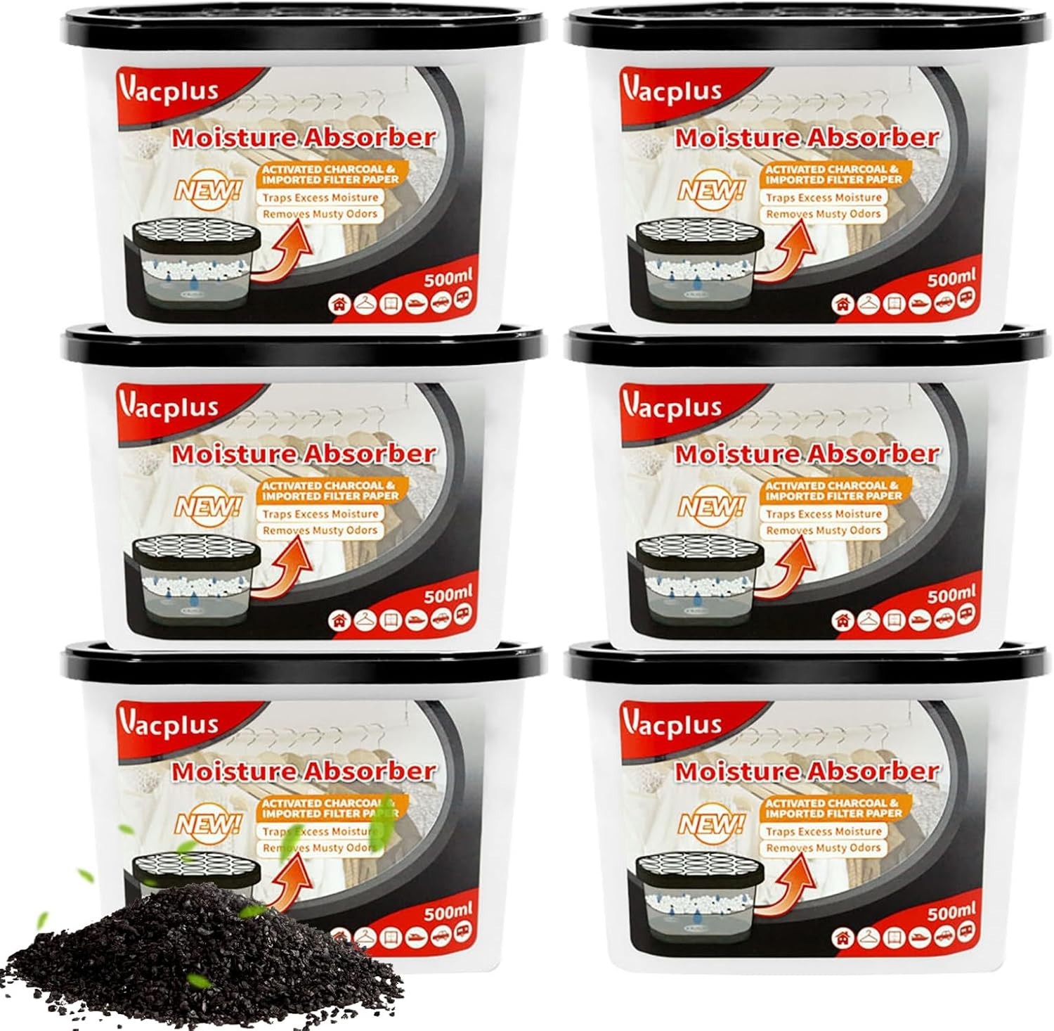 Activated Charcoal Dehumidifier 10.5 Ounces Leakproof Energy Saving Compact Size