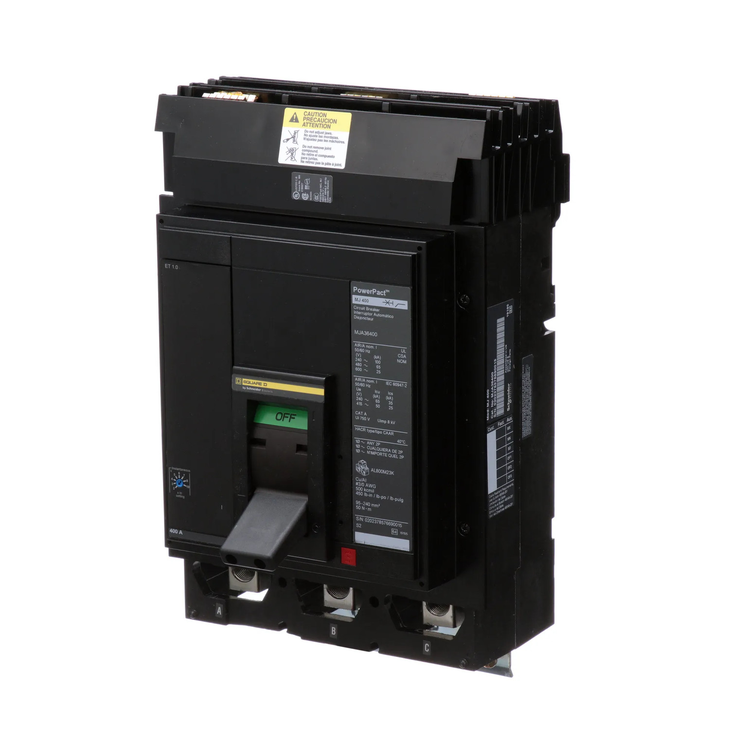 Square D MJA36400 600VDC 3 Poles Line Circuit Breaker