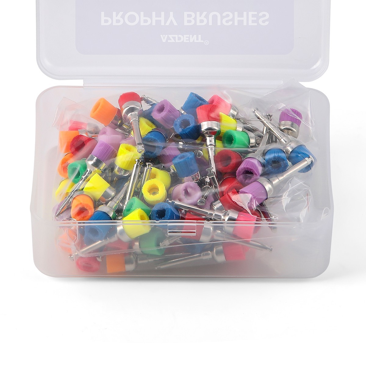 100pcs Dental Nylon Colored Soft Bowl Polishing Flat Tapere Prophy Brushes Latch