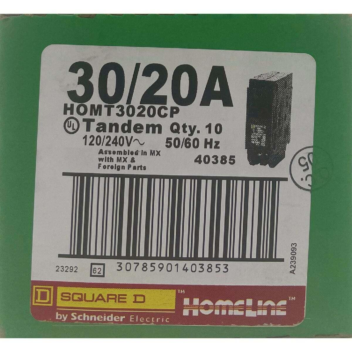 Square D – HOMT3020CP Homeline 1-30-Amp 1-20-Amp Single-Pole Tandem Circuit