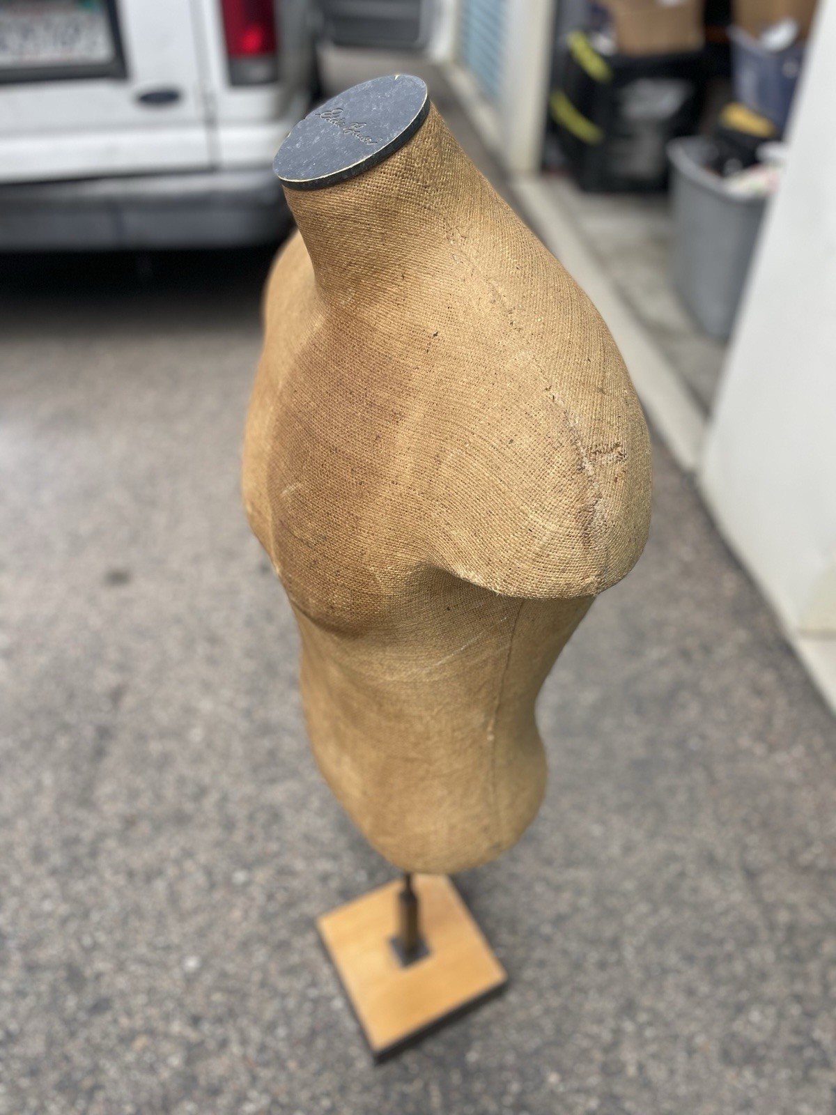 Vintage Brown Burlap Eddie Bauer Adult Male Dress Form Mannequin Body Torso Rare
