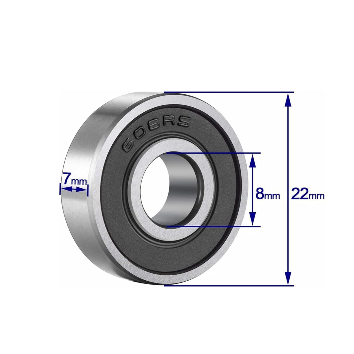YAMASO 608 2RS Ball Bearings 20 Pcs 8x22x7mm
