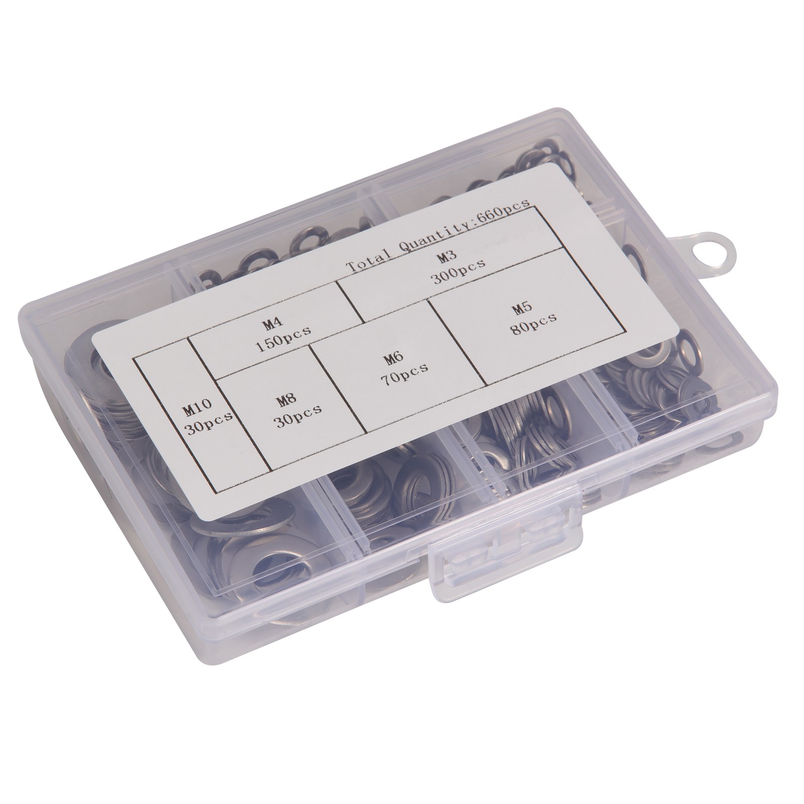 660 Pieces of 304 Stainless Steel Washers Flat Washer Assortment Set Kit 6 Sizes