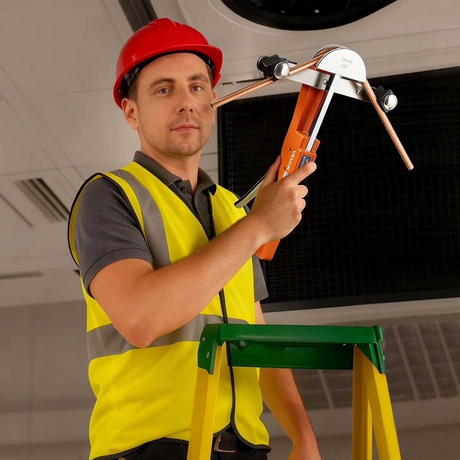 Durable Hand-Powered Pipe Bender, Forward/Reverse Operation, for Cold Bending