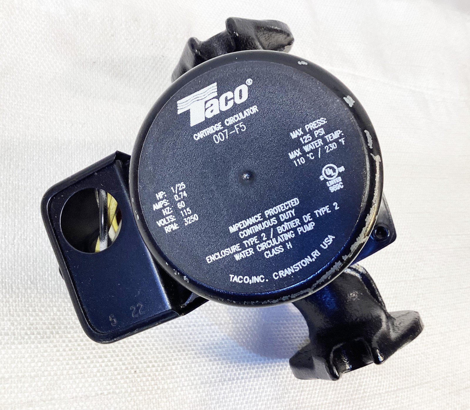 Taco 007-F5 Cast Iron Circulator Pump With Cartidge Circulator.115V*E