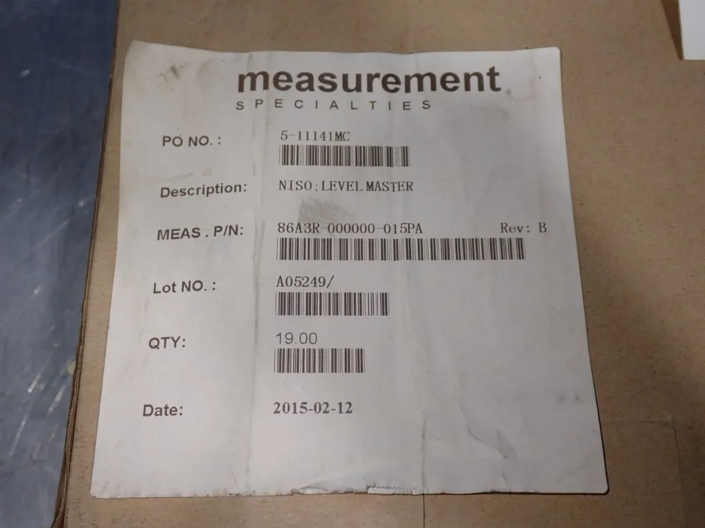MEASUREMENT SPECIALTIES LEVEL MASTER SENSORS 86A3R-000000-015PA