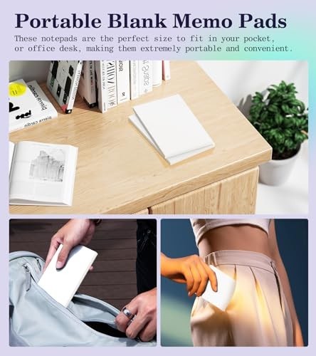 Note Pads 3×5 In, 8 Pack Blank Notepad, White Scratch Pads for Writing, 50 Sh…