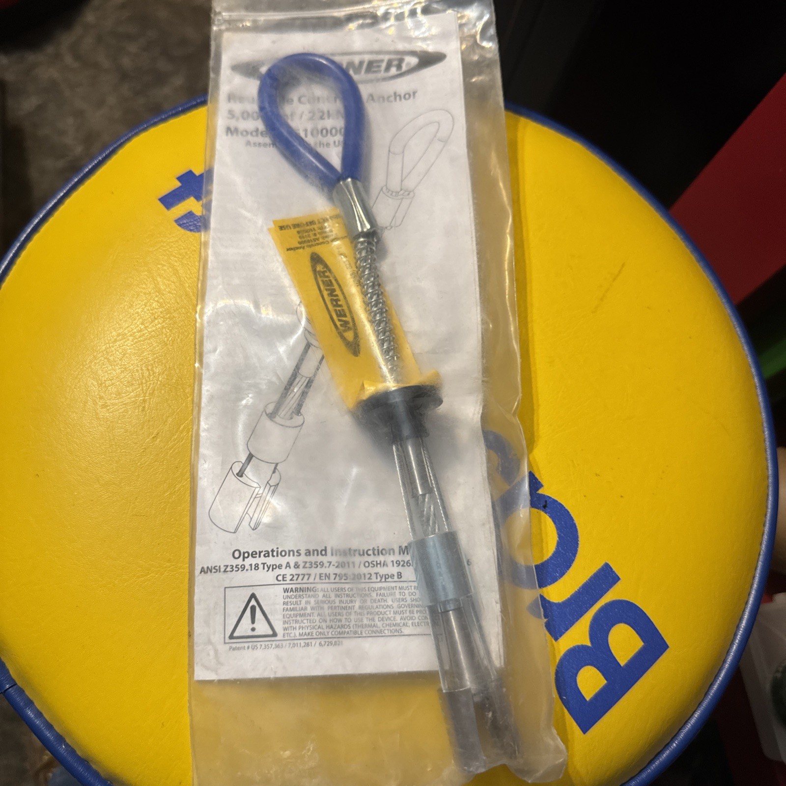 Werner A510000 Blue Fall Protection Reusable Concrete Anchor 5k Lb