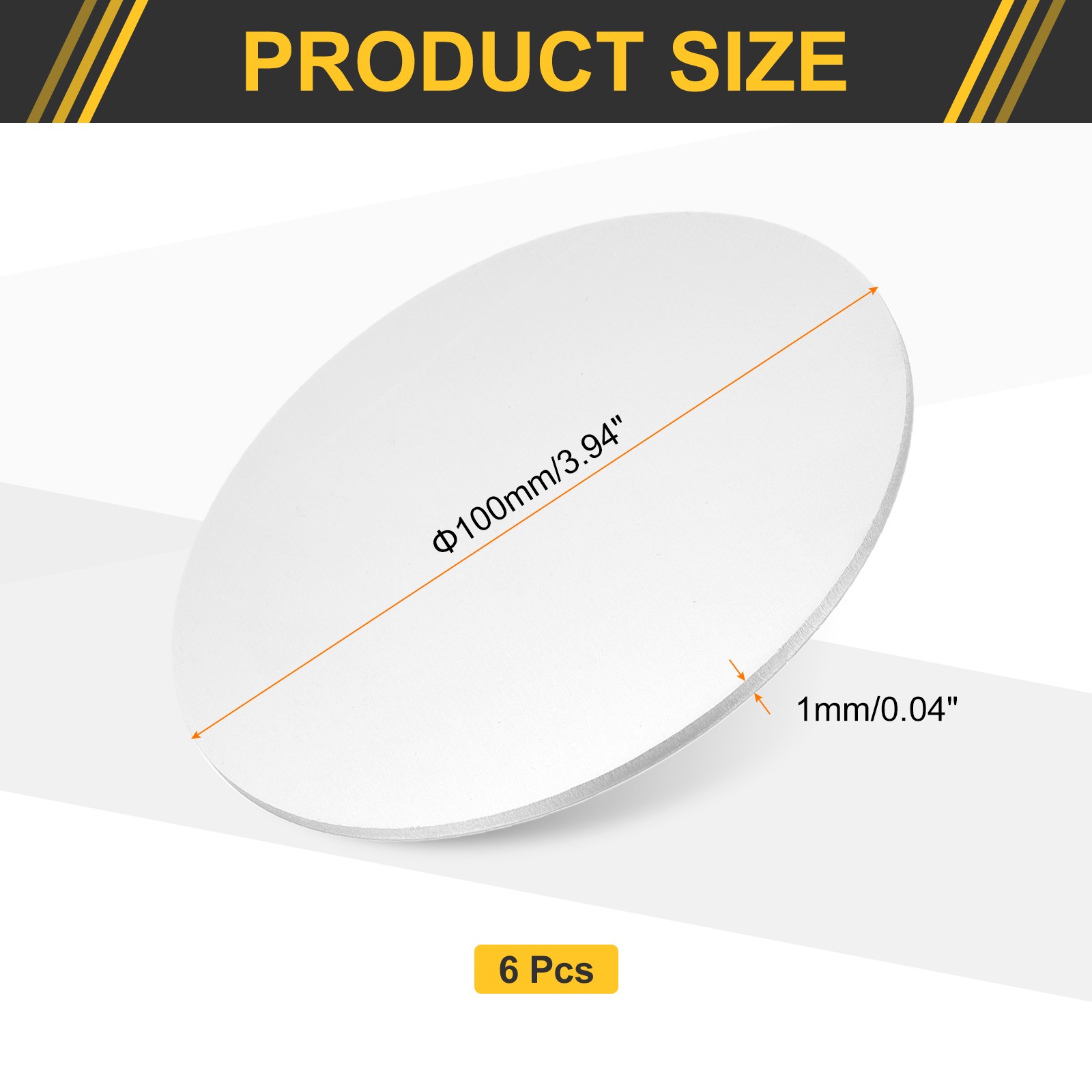 6Pcs Aluminum Disc 4″(100mm) Dia 0.04″(1mm) Thick Round 5052 Aluminum Sheets