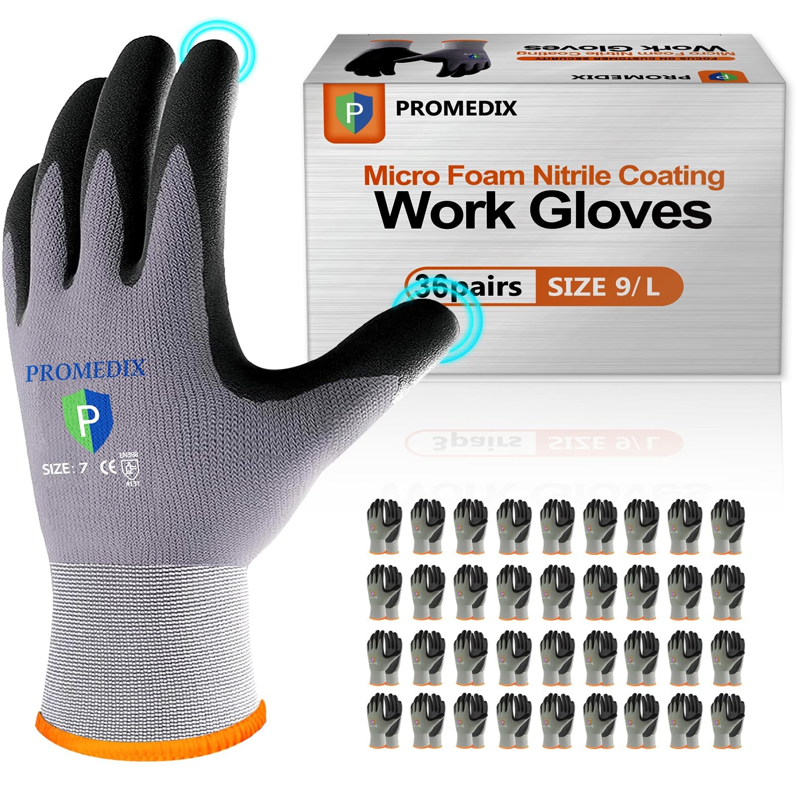 Nitrile Coated Work Gloves,MicroFoam Safety Work Gloves Men,Seamless Knit Nyl…