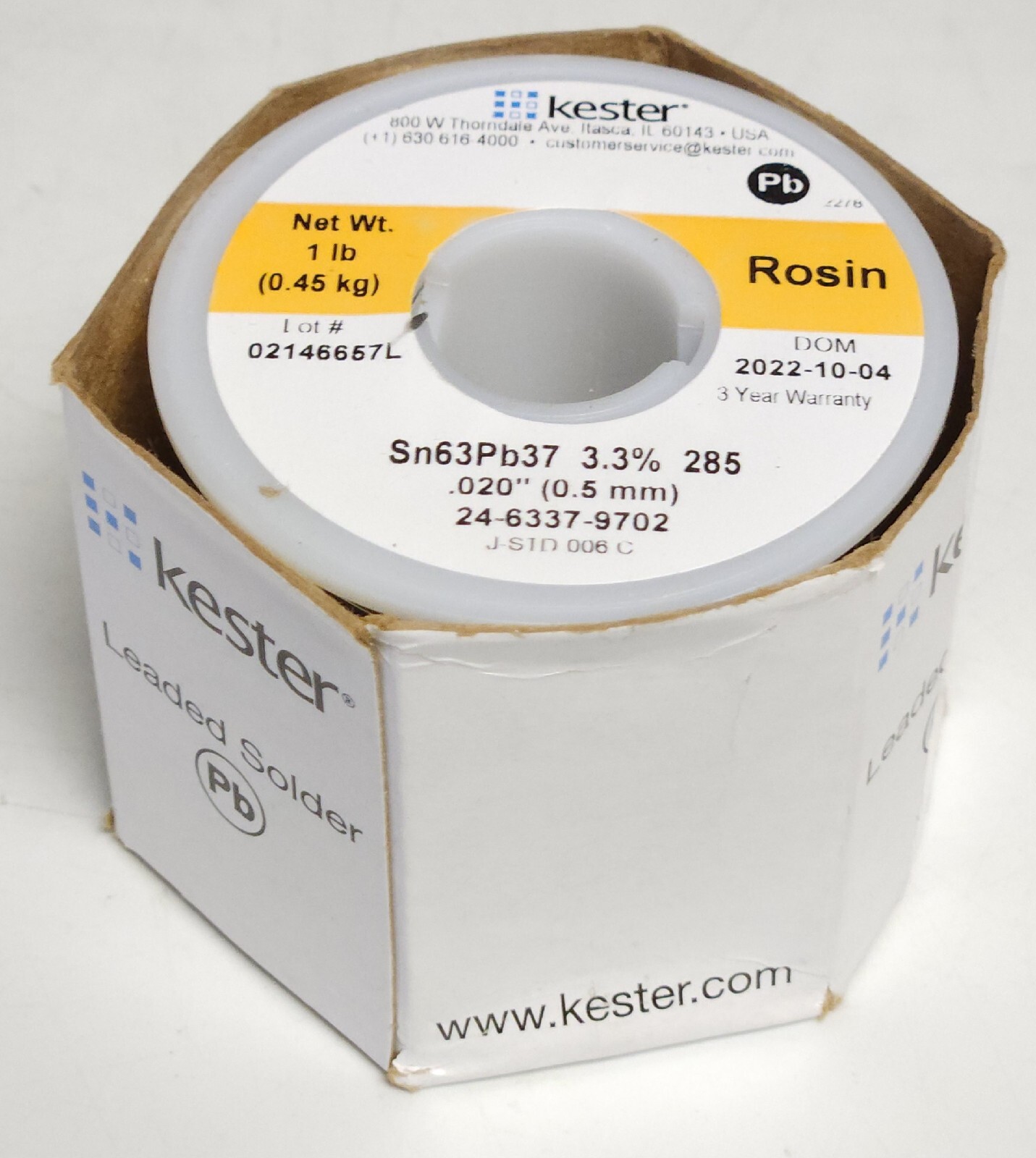 MACDERMID ALPHA KESTER 24 6337 9702 SN63PB37 3.3% 285 ROSIN Leaded Solder 1